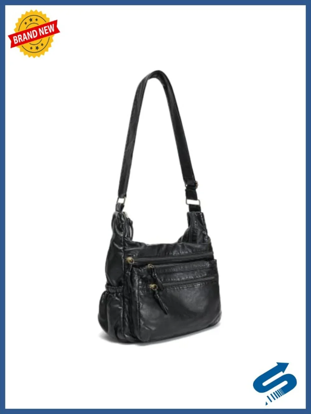 Multi-Pocket Hobo Shoulder Bag Women Faux Leather Crossbody Purse Lightweight